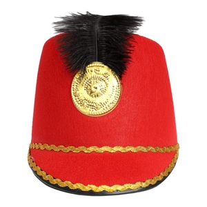 Costume de batteur victorien pour enfants, ensemble veste et chapeau, rouge, bleu, noir avec garniture dorée, pour spectacle de carnaval de Noël - Product Image 4