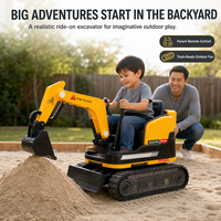 Mainan Excavator Anak 12V12AH 555*2 Bertenaga Baterai dengan Remote Control 2.4G, Plastik ABS, Kendaraan Penggali untuk Anak Usia 2 hingga 4 Tahun