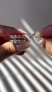 Ensemble de bagues de luxe pliables avec diamant de laboratoire taille marquise de 2 carats, en or jaune 14K 18K VVS, pour bijoux personnalisés certifiés - Product Image 5
