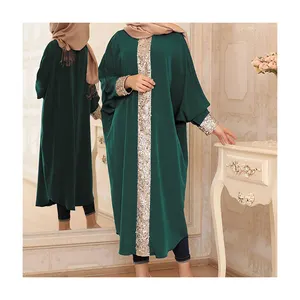 Women Classic Comfortable Long Dresses Design Embroidered Traditional Islamic Sparkly Abaya Luxury Purple Kaftan For Ladies