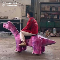 Eğlence Parkı için Çizgi Film Brachiosaurus Robotlu Binilebilir Araba veya İnteraktif Animatronik Dinozorlu Binilebilir Scooter