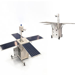 Tour de vidéosurveillance solaire cubique avec mât de 6 m pour la sécurité des chantiers temporaires en zones éloignées - Product Image 1