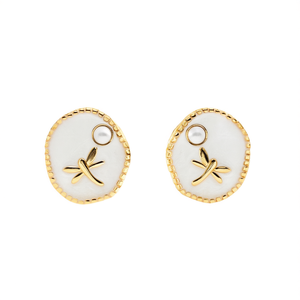 Pendientes de Moda con Diseño de Libélula, Acero Inoxidable 316L, Baño de Oro PVD, Incrustaciones de Perla, Sostenibles y Resistentes - Product Image 2