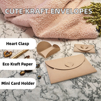 Porte-cartes cadeaux en papier kraft recyclable en gros, mini-enveloppes à graines avec fermoir en forme de cœur
