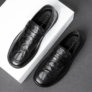 Mocassins Homme en Cuir Noir – Chaussures Décontractées à Talon Plat et Semelle Souple – Style Jeune et Tendance Couleur Unie SDL2508 - Product Image 1
