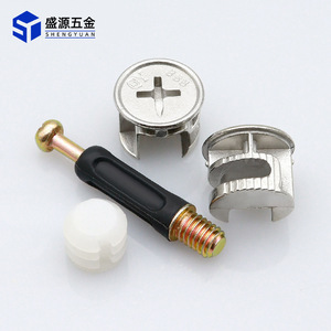 Shengyuan 888 Nickel Three In One Connector Zinc Alloy Furniture Fastener For <b>Cabinet</b> Wardrobe Assembly - Product Image 2