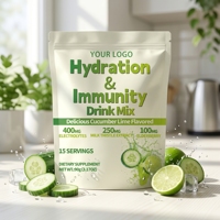 Mélange de Boissons Hydratantes et Immunitaires à Marque Blanche OEM/ODM – Électrolytes Saveur Concombre et Citron Vert – Complément Alimentaire Chardon-Marie et Sureau