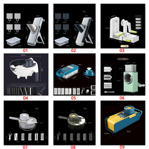 Vente en gros DD1141 Nouveau Trancheuse à viande réglable, Mandoline de cuisine à pression manuelle, Coupe-légumes et fruits, Râpe - Product Image 4