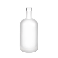 Nouvelle bouteille de verre ronde vide givrée de 500 ml pour alcool, whisky, liqueur, vodka, boisson, vin avec bouchon en liège