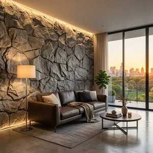 Panel de Pared de Piedra PU para Exteriores, Impermeable, Ligero, para Villas, Losa Grande de Poliuretano, Revestimiento de Diseño Moderno, Imitación Roca - Product Image 1