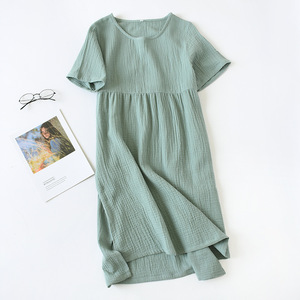 Han Shi Yilan – chemise de nuit à manches courtes pour femmes, en gaze de coton, ample, mi-longue, vêtements de maison pour Miss MLXL - Product Image 4
