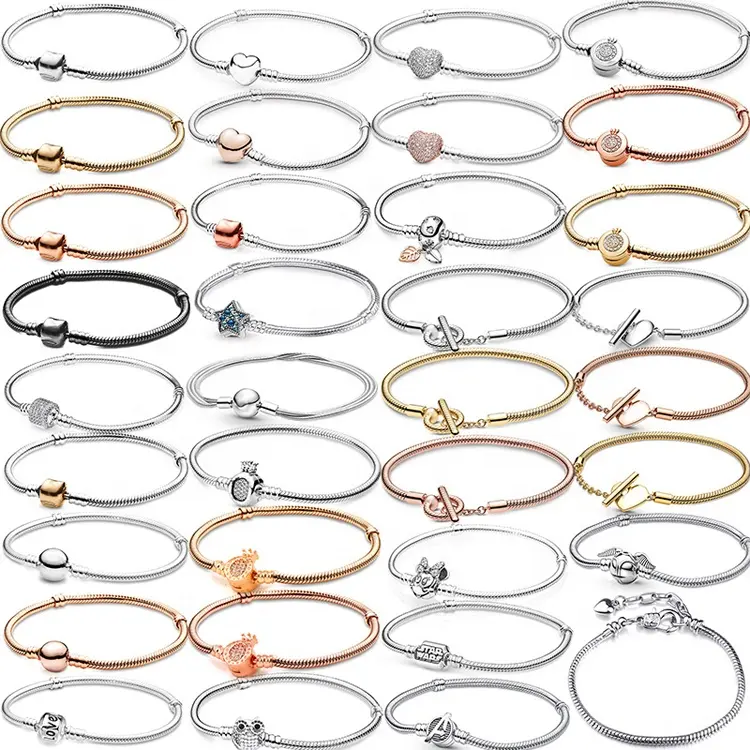 Silver DIY Charm Snake Chain Bracelet Fine Jewelry For Factory Pandora Original bracelets