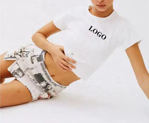 Camiseta Básica <span class=keywords><strong>de</strong></span> Verano para <span class=keywords><strong>Mujer</strong></span>, Estilo Y2K, Corta, Sexy, Ajustada, Lisa, 100% Algodón, Transpirable, <span class=keywords><strong>de</strong></span> Alta Calidad - Product Image 4
