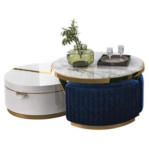 Royal Centro Tavolino Salotto di Lusso 5 Stelle Tavolo Da Tè Con Sedersi Sgabello Moderno Italiano Caffè In Marmo Tavoli - Product Image 2
