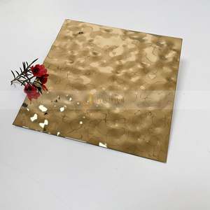 EX274 Metal Vibrant Gold Wave Pattern 304 Stainless Steel <b>Sheets</b> for Luxury Interior Wall Panels Colored Water Ripple Plate - Product Image 1