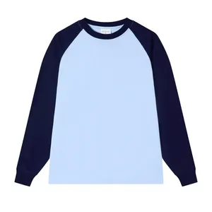 Camisetas de manga larga Fabricantes Venta al por mayor Logotipo de impresión personalizado Camisetas de hombre y mujer lisas en blanco Camisetas ajustadas de dos tonos - Product Image 1