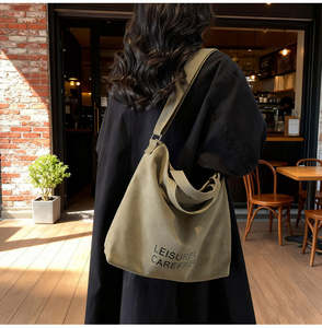 Bolso de compras de lona de algodón vintage con logo impreso personalizable para mujer, bolsa de compras reutilizable - Product Image 5