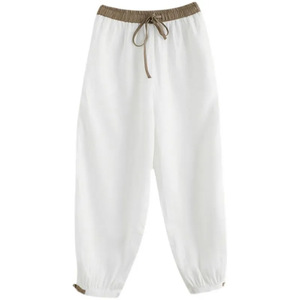 Women's Cotton Linen Lantern Pants Green Loose Fit Drawstring Waist Casual Harem Pants Summer 2025 - Product Image 5