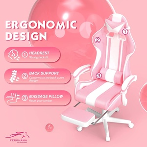 Elegante Silla de Computadora para Mujer, Silla de Juego Rosa con Alfombrilla de Ratón LED Gratis, Silla de Juego Rosa con Reposapiés - Product Image 4