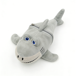 Estuche de lápices personalizado con forma de tiburón, estuche de lápices de peluche de tiburón, estuche de lápices con cremallera de tiburón gris, estuche de lápices con forma de animal. - Product Image 4