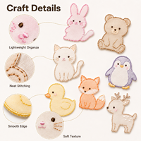 Marque-pages en organza brodés sur mesure, style japonais et coréen, animaux mignons (chat, pingouin, baleine), papeterie en tissu, cadeau pour enfants