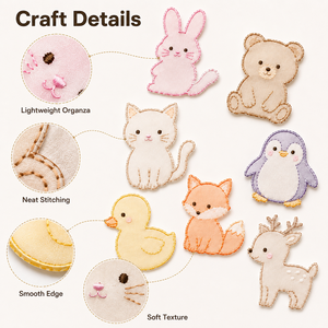 Marque-pages en organza brodés sur mesure, style japonais et coréen, animaux mignons (chat, pingouin, baleine), papeterie en tissu, cadeau pour enfants - Product Image 2
