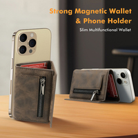 Dompet Kartu Kredit Casekey Vintage Ultrathin Premium PU Leather RFID dengan Penyangga Magnetik dan Kantong untuk Ponsel, Muat 3-4 Kartu