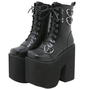Botas de Plataforma con Tacón Súper Alto, Estilo Punk Gótico, con Logotipo Personalizado, Parte Superior de PU, Botines de Otoño para Mujer, Zapatos de Moda - Product Image 1