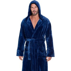 Bata de felpa con capucha para hombre, bata de baño larga y suave de terciopelo con cinturón y bolsillos, ropa de dormir cómoda para hombre, bata personalizada de fábrica. - Product Image 6