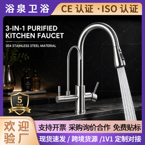 Austenite Kitchen Faucet 304 Stainless Steel 3-in-1 Water Purifier For Sink Vegetable Basin Dishwashing - Product Image 5