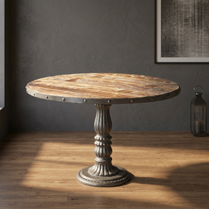 Industrial Vintage Antique Design Foldable 4-Seater Dining <b>Table</b> Cast Iron Mango Solid Wood Hotels Farmhouses Apartments Villas - Product Image 3