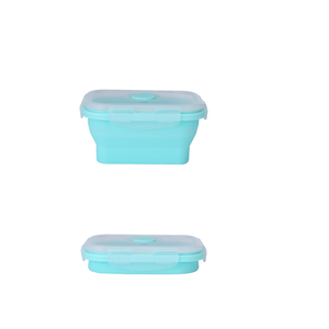 Set of 4 Personalized <strong>Rectangle</strong> <strong>Silicone</strong> Folding School Lunch Box Collapsible Microwavable BPA Free Leak Proof Storage <strong>Container</strong> - Product Image 6