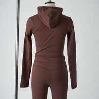 CNSHELL Flare Legging & Celana Katun Jersey Modal Wanita Set Dua Potong Crop Hoodie Ritsleting Pinggang Tinggi Slim Fit Stretch