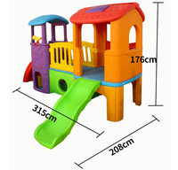 Aire de jeux combinée en plastique pour enfants, intérieure et extérieure, avec toboggan