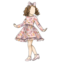 Top Fashion Floral Leaves Print Robe à manches longues O Neck pour bébé filles décontracté pour l'automne pour les enfants d'un an