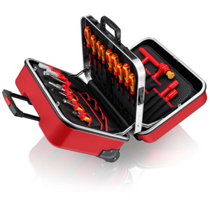 Caja de herramientas eléctricas Twin Move Red de 42 piezas con asa y ruedas para uso profesional - Product Image 1