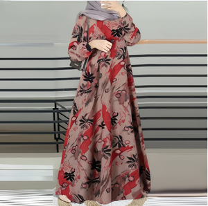 Nuevo Vestido Largo para Mujeres Musulmanas, Manga Larga, Cuello Redondo, Estampado, Holgado, Estilo Tradicional de Oriente Medio, Arabia Saudita, Malasia - Product Image 2