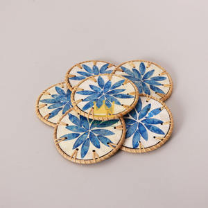 Sous-verre en rotin et coquillage tressé à la main, écologique, moderne, résistant à la chaleur, coloré, en résine, pour vaisselle et cuisine, prix abordable - Product Image 5