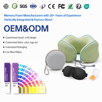 Ensemble de voyage 3-en-1 OEM/ODM en gros : Masque rafraîchissant, repose-nuque et oreiller de voyage portable en mousse à mémoire de forme en U pour avion