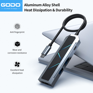 Adaptateur multiport GODO <span class=keywords><strong>RGB</strong></span> 4 en 1 100W Power Delivery 4K HDMI double USB 3.0, station d'accueil USB C pour ordinateur portable - Product Image 3