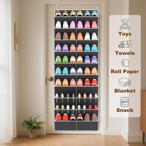 Organisateur de chaussures à suspendre sur la porte, 20 poches, support de rangement suspendu pour placard, porte-chaussures avec crochets, forme rectangulaire - Product Image 6