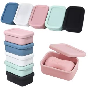 Scatola di sapone in Silicone portatile multifunzione con cuscinetto di scarico in PVC impermeabile resistente <span class=keywords><strong>da</strong></span> viaggio <span class=keywords><strong>esterno</strong></span> scatola portasapone con coperchio - Product Image 1