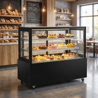 Vitrine Réfrigérée Commerciale en Acier Inoxydable à Refroidissement Direct pour Gâteaux, Réfrigérateur de Pâtisserie, Vitrine à Gâteaux