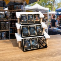 Présentoir portable en acrylique noir pour cartes, organisateur de rangement peu encombrant pour comptoir de magasin de jeux de table