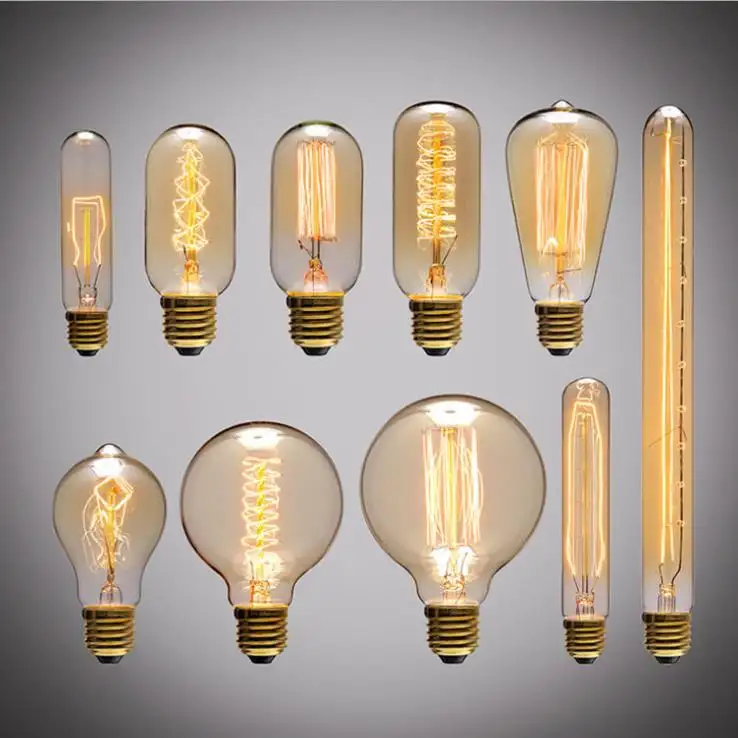 Edison bombilla de luz E27 tornillo <span class=keywords><strong>retro</strong></span> de fuente de luz arte personalidad decoración 220V 40W bombilla de luz incandescente