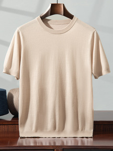 2025 신상품 캐시미어 스웨터 남성 폴로 일반 우아한 반소매 얇은 경량 니트웨어 100% 캐시미어 셔츠 - Product Image 2