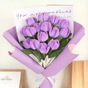 Juego de flores para manualidades educativas DIY, palos suaves y peludos, hermosos hechos a mano, un montón de tulipanes, haz un regalo tú mismo