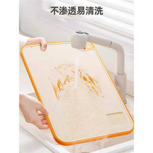 Planche à découper rectangulaire en paille de blé, antibactérienne, compatible lave-vaisselle, pour la préparation des aliments en cuisine, double face - Product Image 5