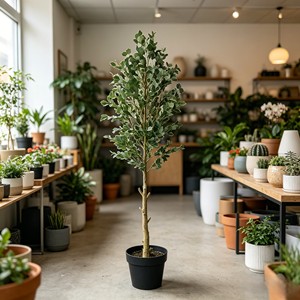 Low Maintenance No Watering Artificial Potted Plant Real Touch Faux Eucalyptus in White Pot for Living Room Table Shelf - Product Image 3