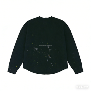 Camiseta de Hombre Personalizada de Alta Calidad, Algodón, Pintura en Aerosol, Cuello Redondo Vintage, Transpirable, Impresión DTG, Manga Larga - Product Image 2